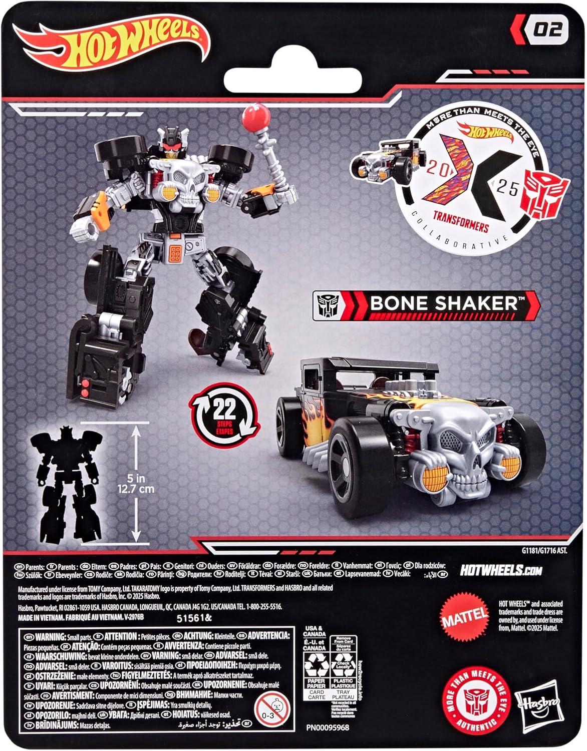 imageTransformers Collaborative Hot Wheels x Twin Mill Deluxe Class 5Inch Robot Action Figure Converts to Racecar Car Toys for Ages 8Bone Crusher