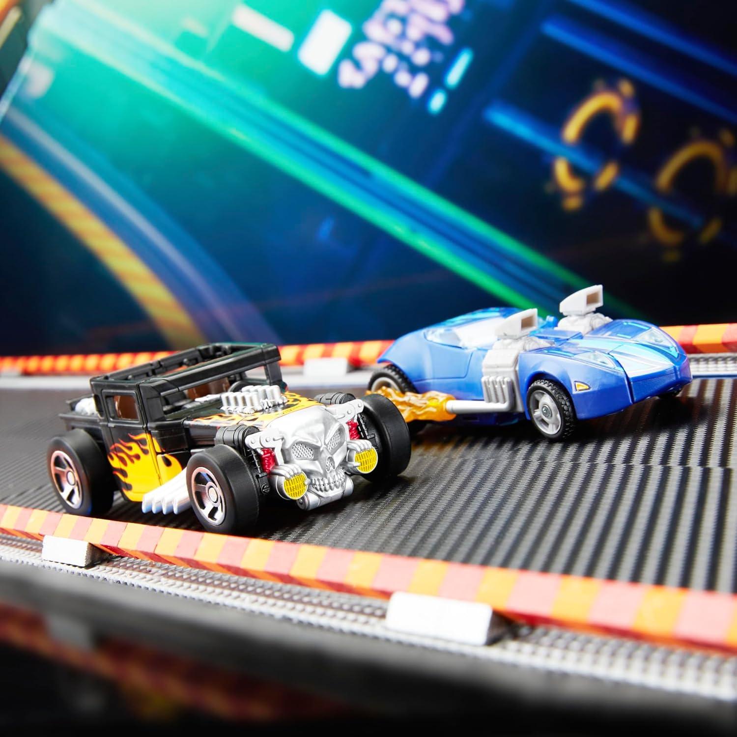 imageTransformers Collaborative Hot Wheels x Twin Mill Deluxe Class 5Inch Robot Action Figure Converts to Racecar Car Toys for Ages 8Bone Crusher