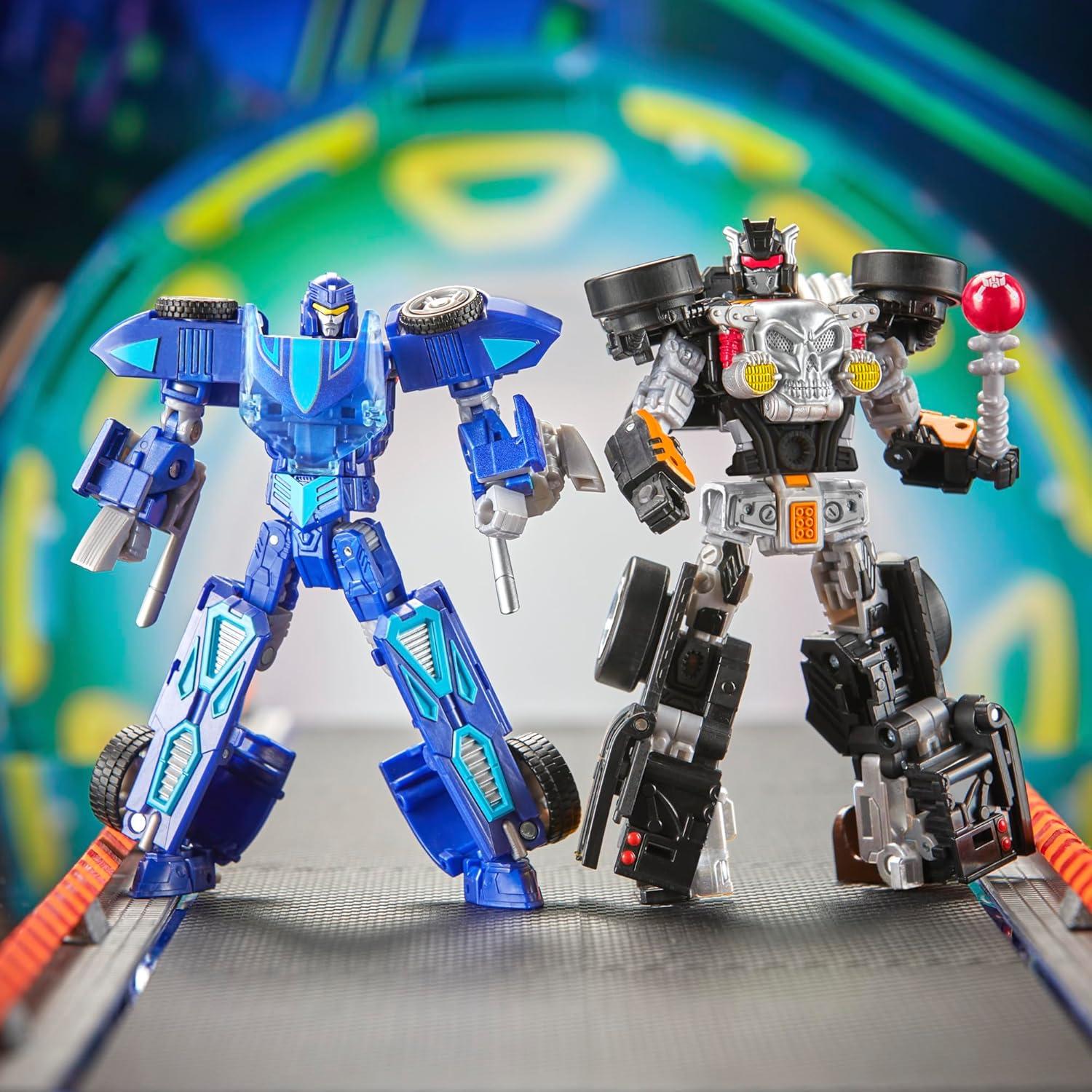 imageTransformers Collaborative Hot Wheels x Twin Mill Deluxe Class 5Inch Robot Action Figure Converts to Racecar Car Toys for Ages 8Bone Crusher