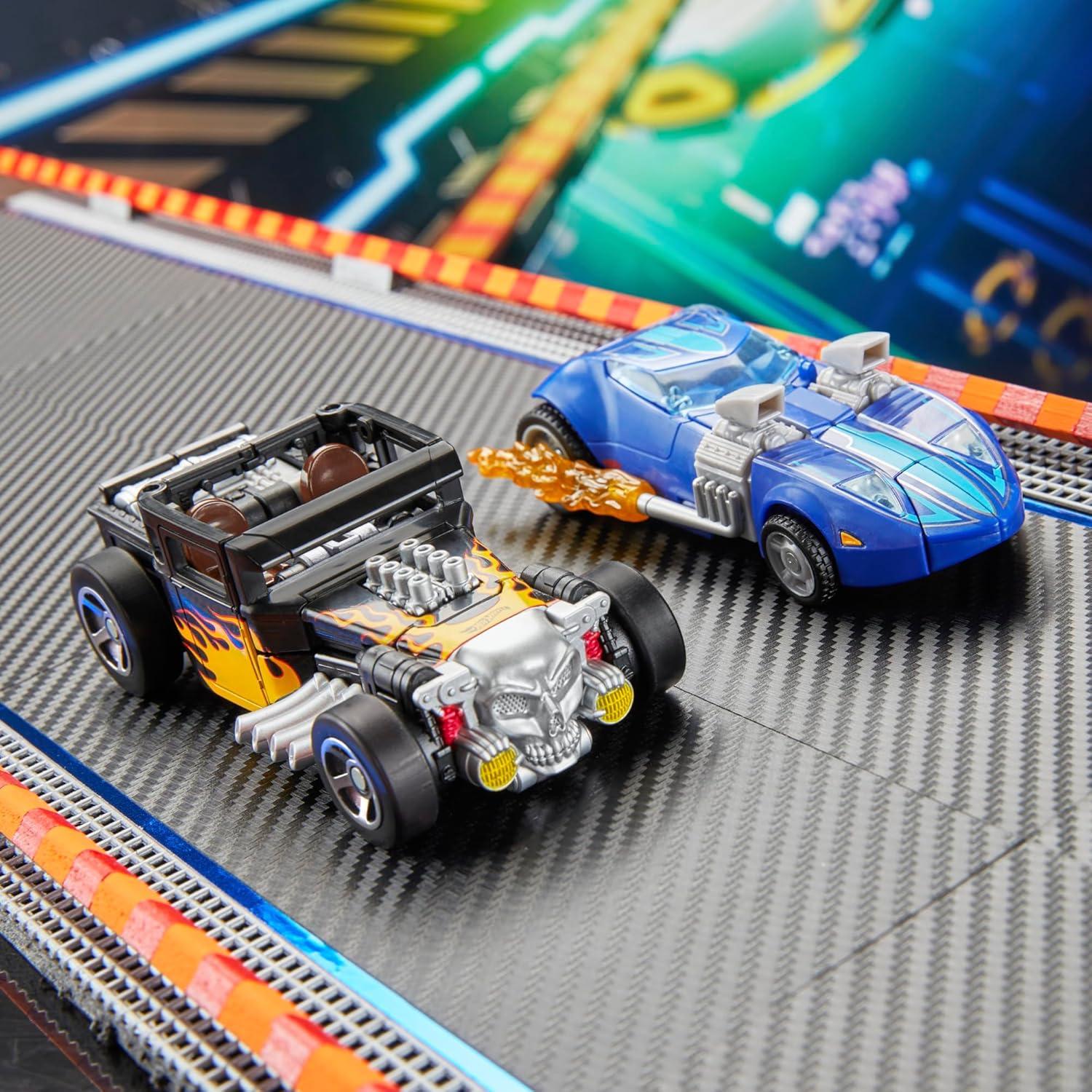 imageTransformers Collaborative Hot Wheels x Twin Mill Deluxe Class 5Inch Robot Action Figure Converts to Racecar Car Toys for Ages 8Bone Crusher
