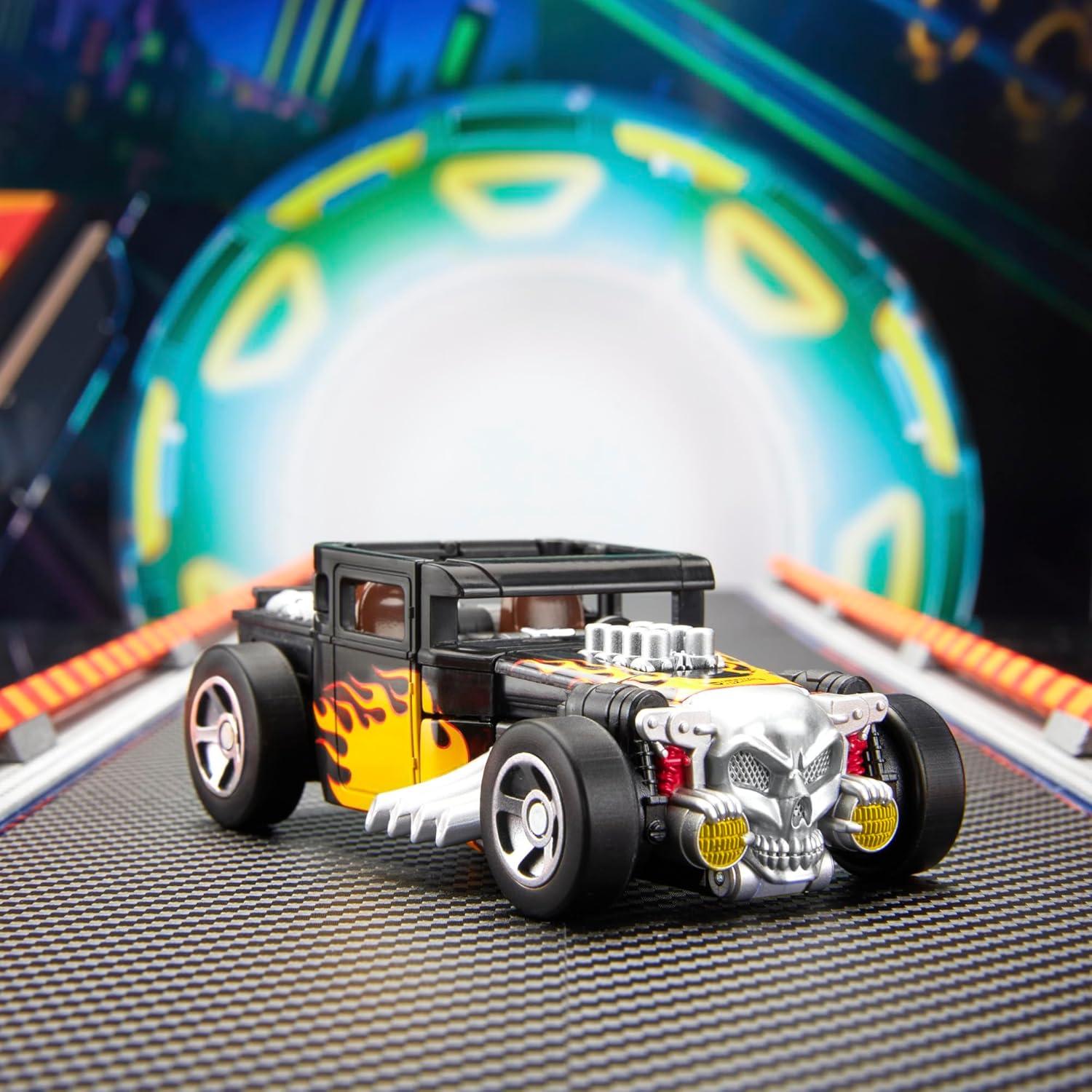 imageTransformers Collaborative Hot Wheels x Twin Mill Deluxe Class 5Inch Robot Action Figure Converts to Racecar Car Toys for Ages 8Bone Crusher