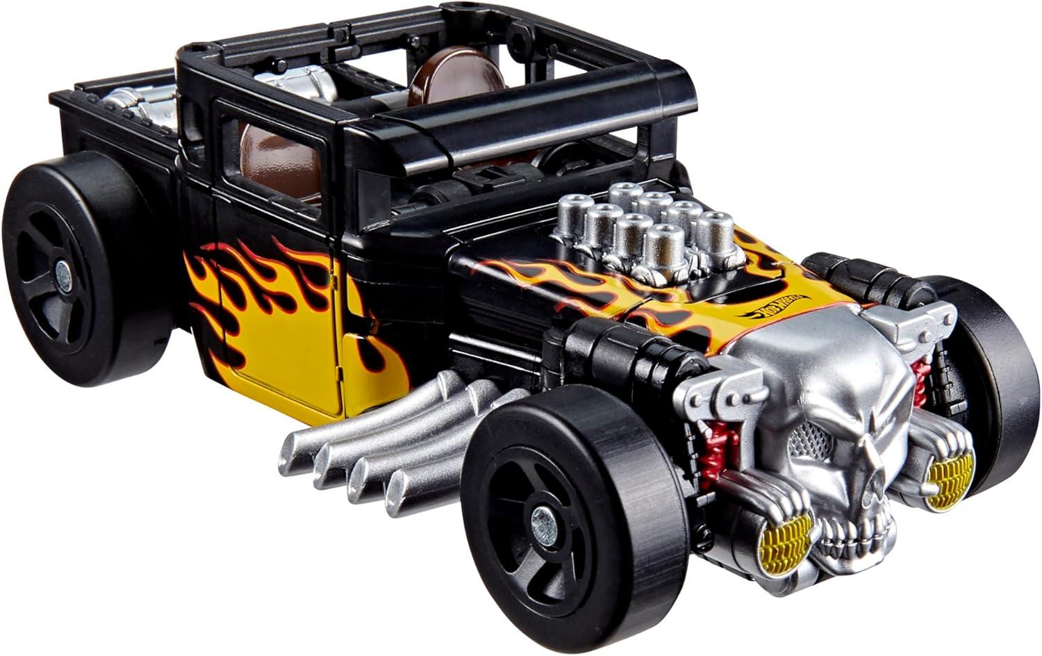 imageTransformers Collaborative Hot Wheels x Twin Mill Deluxe Class 5Inch Robot Action Figure Converts to Racecar Car Toys for Ages 8Bone Crusher