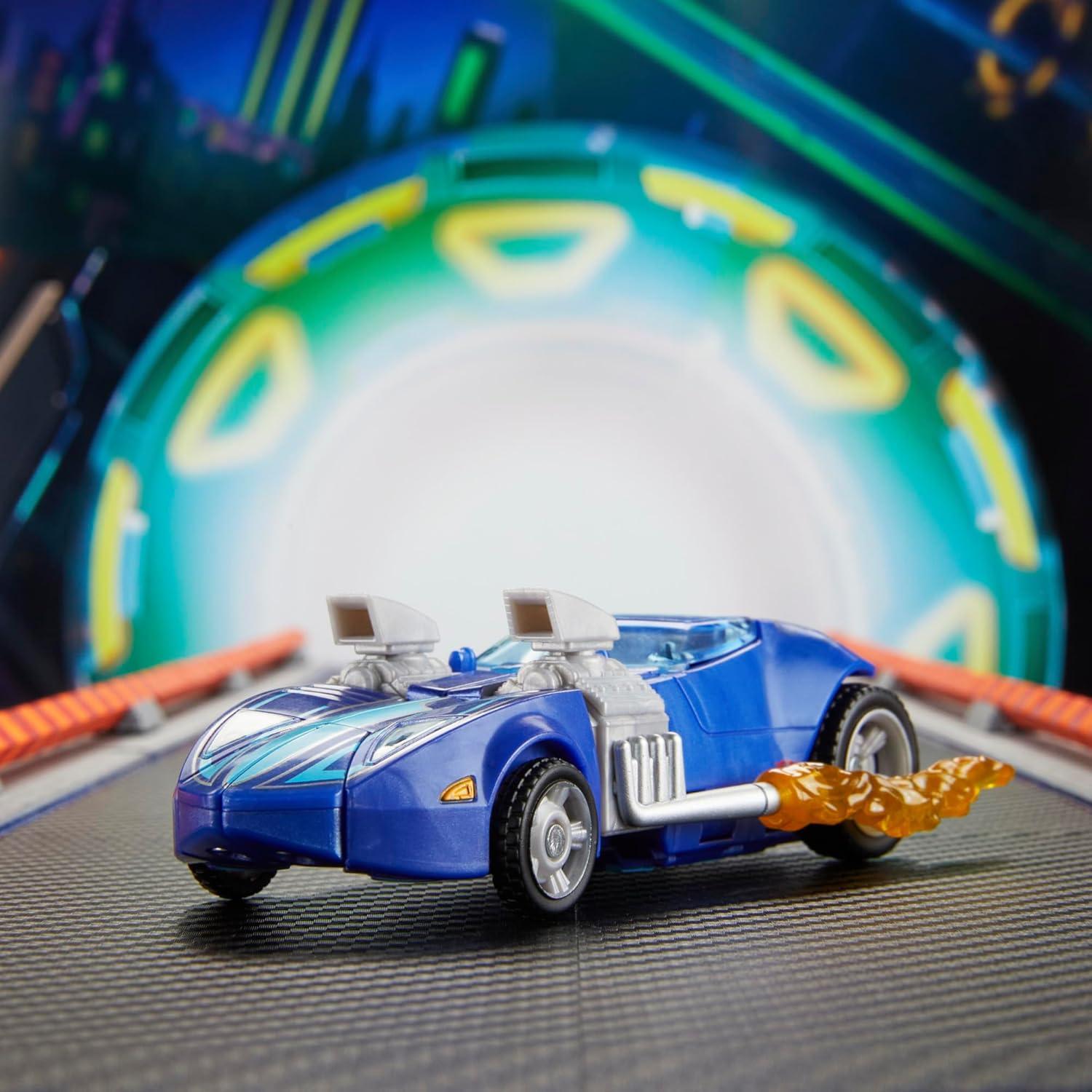 imageTransformers Collaborative Hot Wheels x Twin Mill Deluxe Class 5Inch Robot Action Figure Converts to Racecar Car Toys for Ages 8Twin Mill