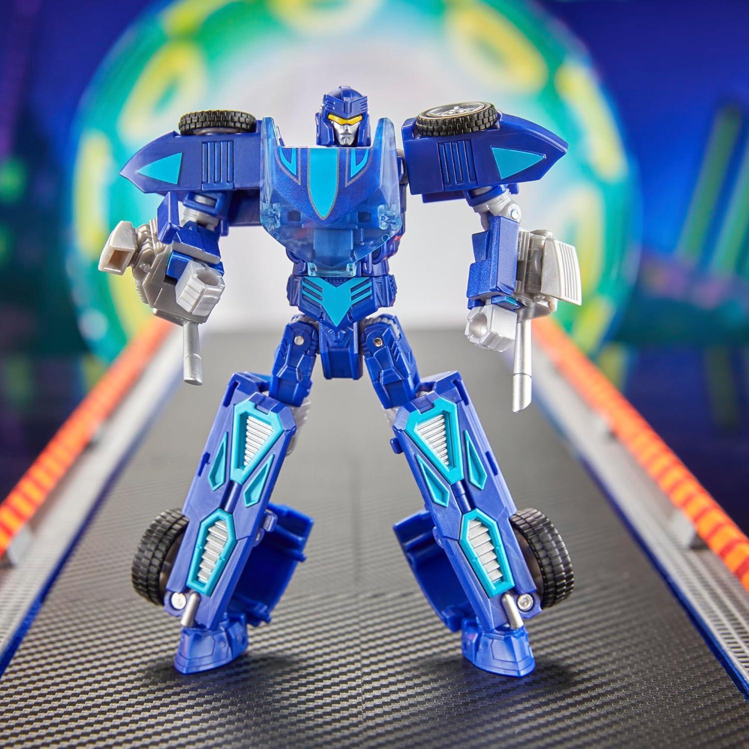 imageTransformers Collaborative Hot Wheels x Twin Mill Deluxe Class 5Inch Robot Action Figure Converts to Racecar Car Toys for Ages 8Twin Mill