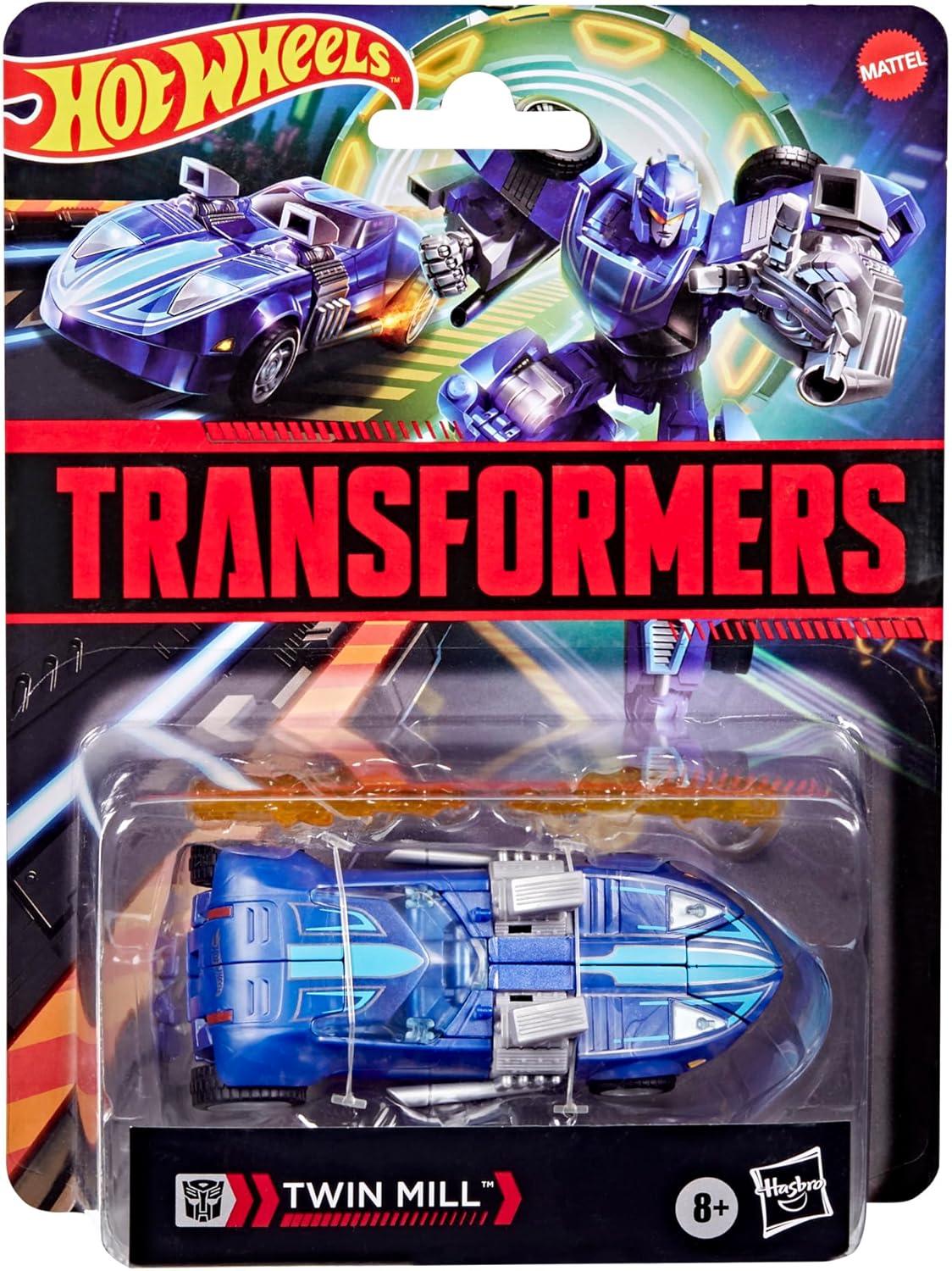 imageTransformers Collaborative Hot Wheels x Twin Mill Deluxe Class 5Inch Robot Action Figure Converts to Racecar Car Toys for Ages 8Twin Mill