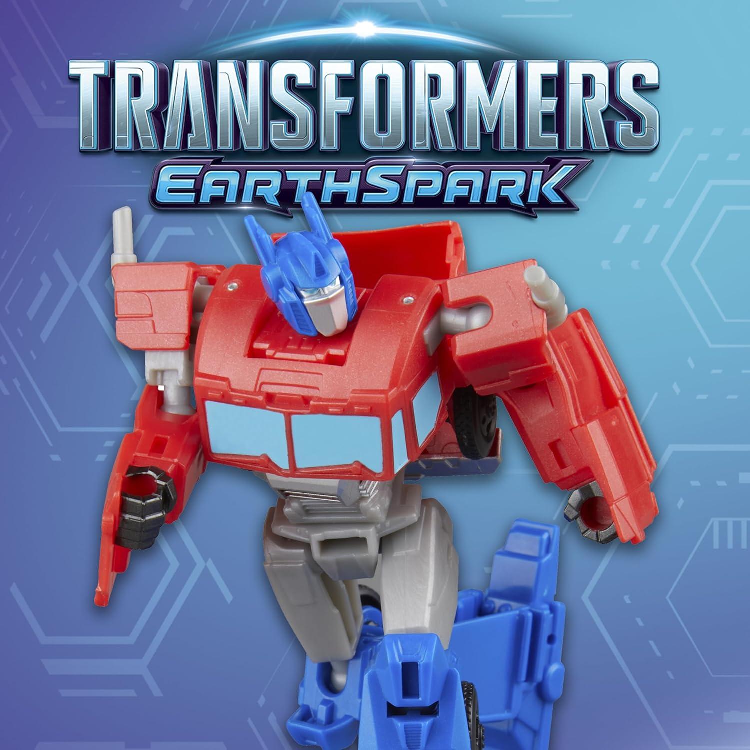 imageTransformers EarthSpark Optimus Prime Battle Trailer Playset with Action Figure Lights and Sounds Electronic Truck Toys for Kids 6 and Up