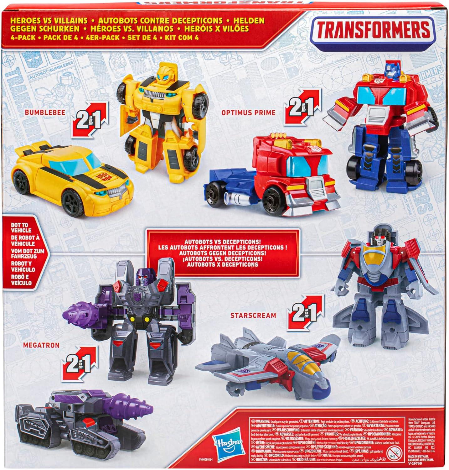 imageTransformers Toys Heroes vs Villains 4Pack Autobot and Decepticon 45Inch Action Figures Preschool Robot Toys for Kids Ages 3 and Up Amazon Exclusive