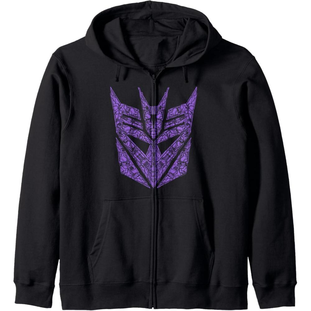 imageTransformers Decepticons Purple Icon Filled Logo Zip HoodieBlack