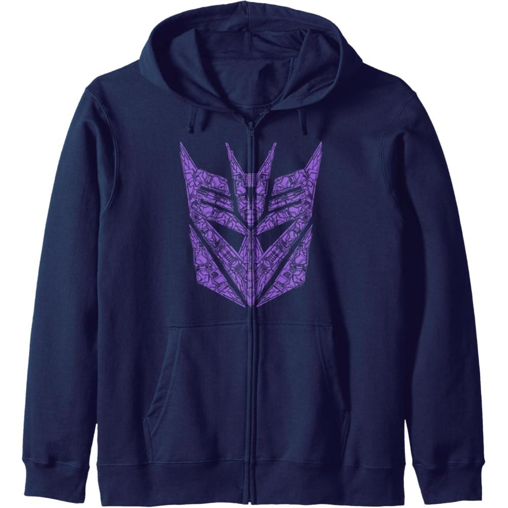 imageTransformers Decepticons Purple Icon Filled Logo Zip HoodieNavy Blue