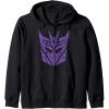 Transformers Decepticons Purple Icon Filled Logo Zip Hoodie(Black)