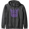 Transformers Decepticons Purple Icon Filled Logo Zip Hoodie(Dark Heather Grey)