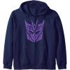 Transformers Decepticons Purple Icon Filled Logo Zip Hoodie(Navy Blue)