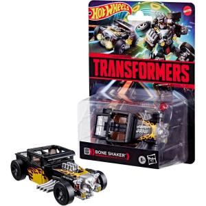 Transformers Collaborative Hot Wheels x Twin Mill, Deluxe Class 5-Inch Robot Action Figure Converts to Racecar, Car Toys for Ages 8+(Bone Crusher)