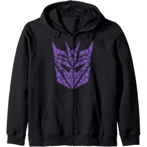 Transformers Decepticons Purple Icon Filled Logo Zip Hoodie(Black)