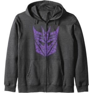 Transformers Decepticons Purple Icon Filled Logo Zip Hoodie(Dark Heather Grey)