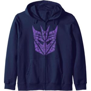 Transformers Decepticons Purple Icon Filled Logo Zip Hoodie(Navy Blue)