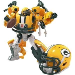 Transformers NFL Green Bay Packers Tundra Prime 5.5-Inch Action Figure Changes from Robot to Helmet, Football Toys for Ages 8+(Green Bay Packers)
