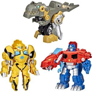 Transformers Playskool Primal Team-Up 3-Pack with Optimus Prime,Bumblebee, and Grimlock Converting Dinosaur Figures, 4.5-Inch Toys, Ages 3 and Up (Amazon Exclusive)(Toys-Transformers)