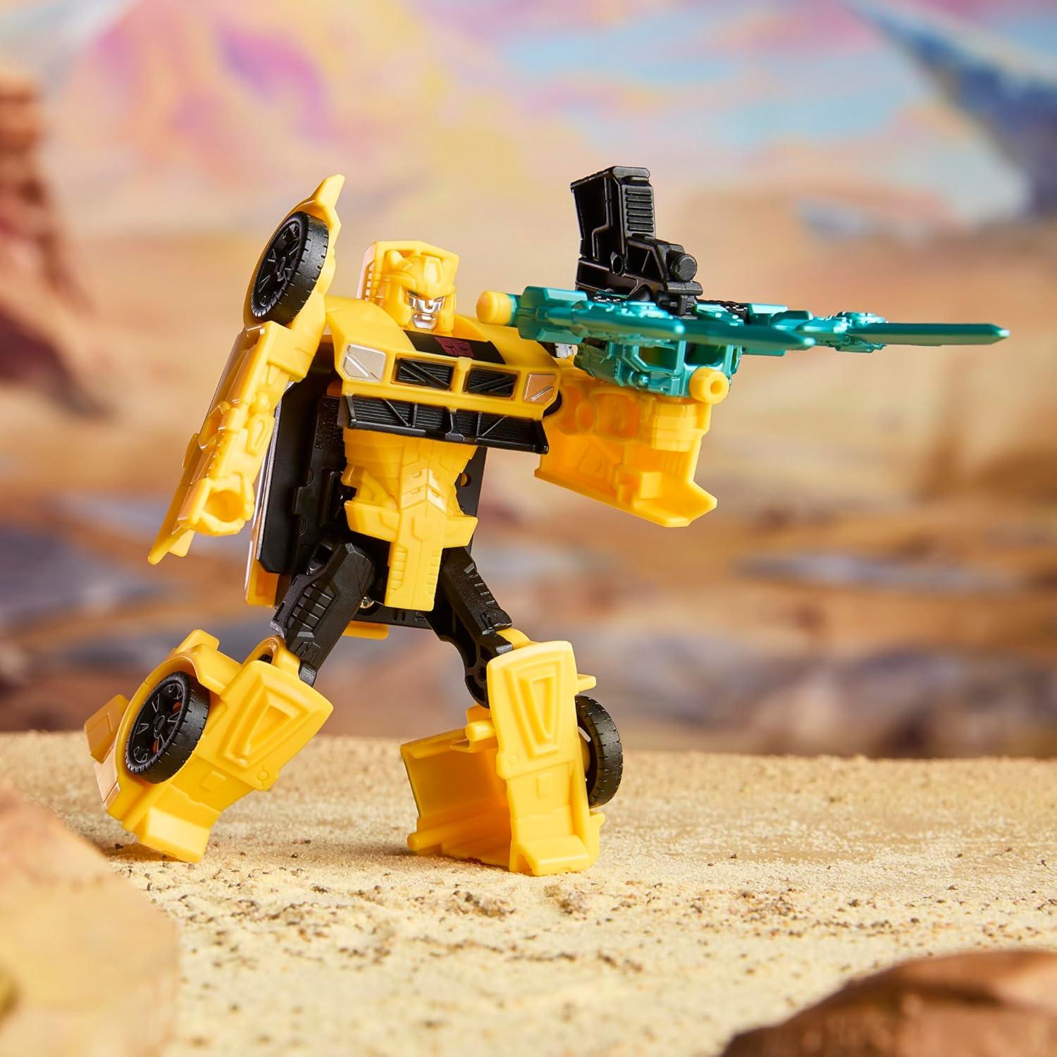 imageTransformers CYBERWORLD Bumblebee Armored Cyber Changers 4Inch Action Figure Quick Change to Car Mode Robot Toys for Boys and Girls Kids Christmas Stocking Stuffers Ages 6
