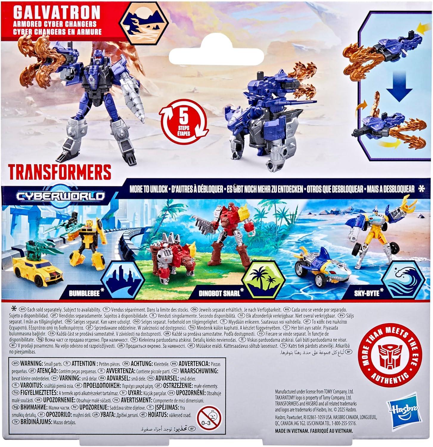 imageTransformers CYBERWORLD Galvatron Armored Cyber Changers 4Inch Action Figure Quick Change to Dragon Mode Robot Toys for Boys and Girls Kids Christmas Stocking Stuffers Ages 6