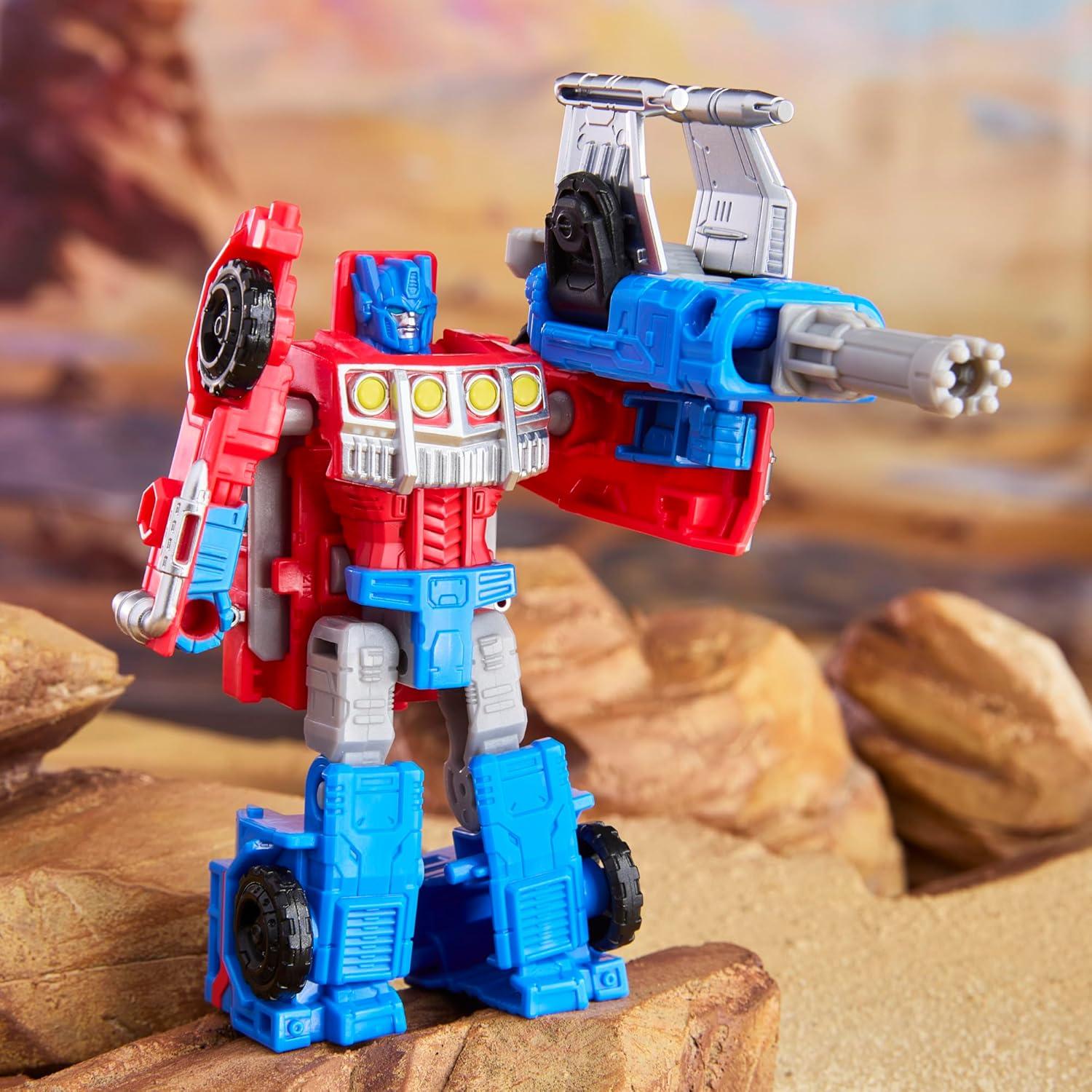 imageTransformers CYBERWORLD Optimus Prime Armored Cyber Changers 4Inch Action Figure Quick Change to Truck Mode Robot Toys for Boys and Girls Kids Christmas Stocking Stuffers Ages 6