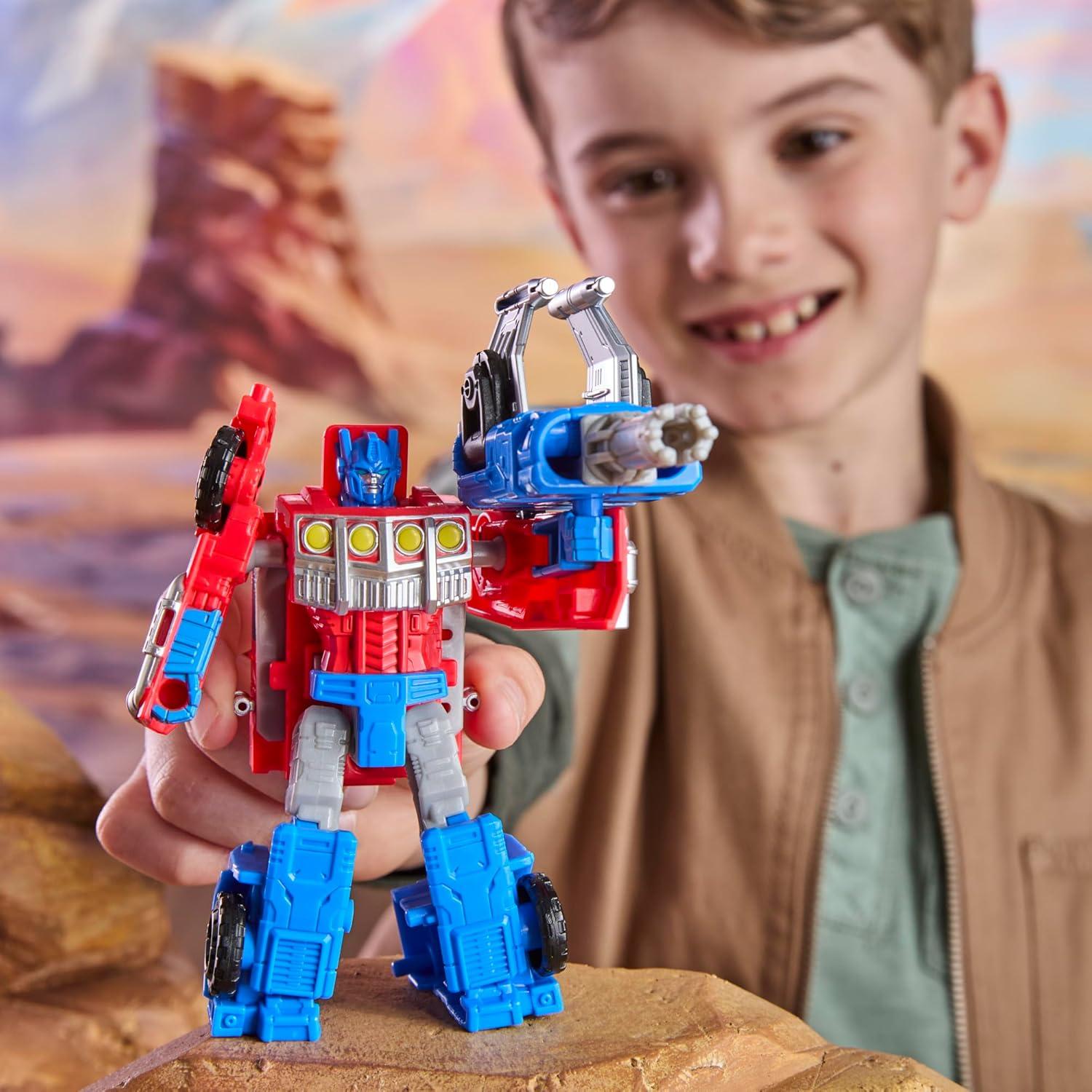 imageTransformers CYBERWORLD Optimus Prime Armored Cyber Changers 4Inch Action Figure Quick Change to Truck Mode Robot Toys for Boys and Girls Kids Christmas Stocking Stuffers Ages 6