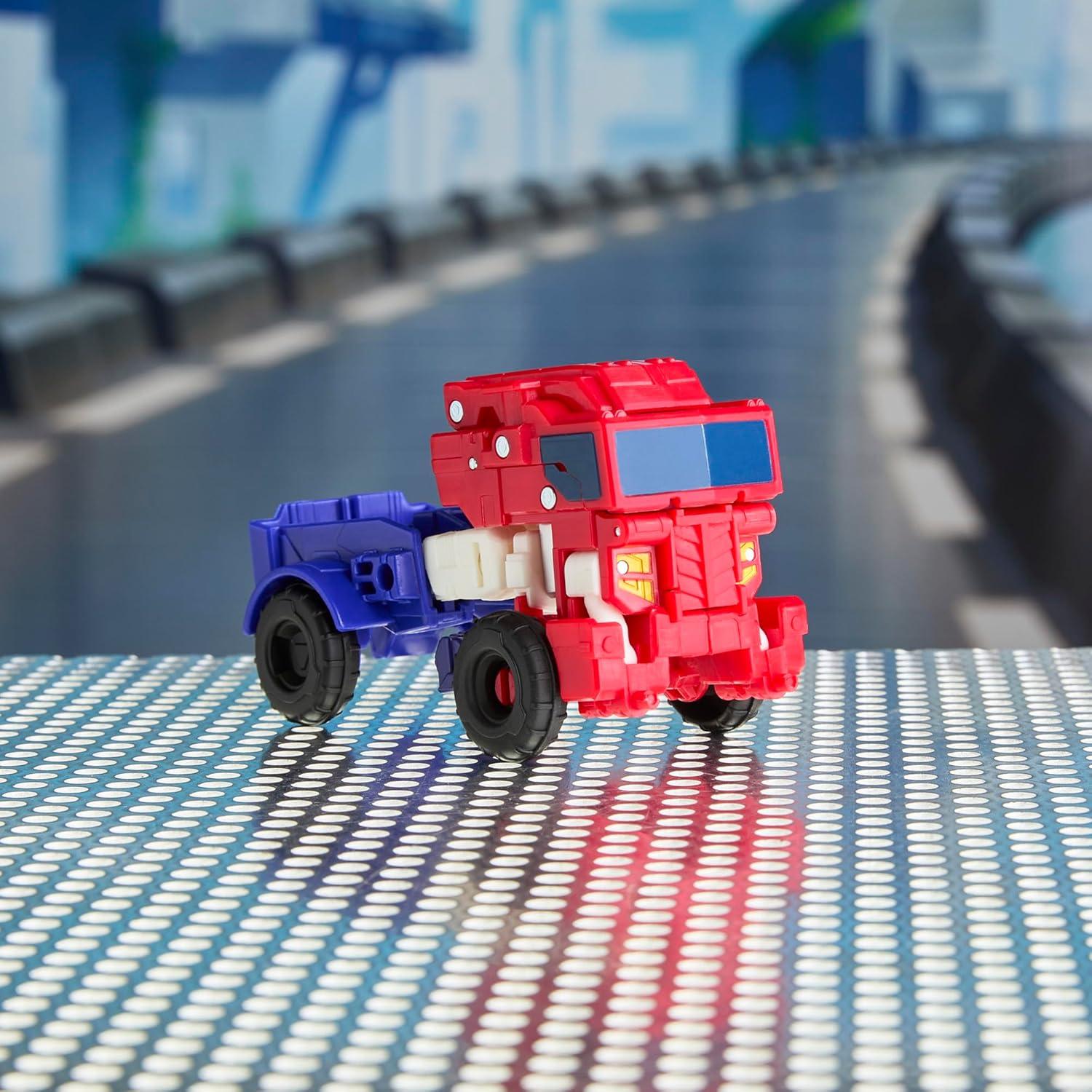 imageTransformers CYBERWORLD Optimus Prime Cyber Changers 4Inch Action Figure Quick Change to Truck Mode Robot Toys for Boys and Girls Kids Christmas Stocking Stuffers Ages 6