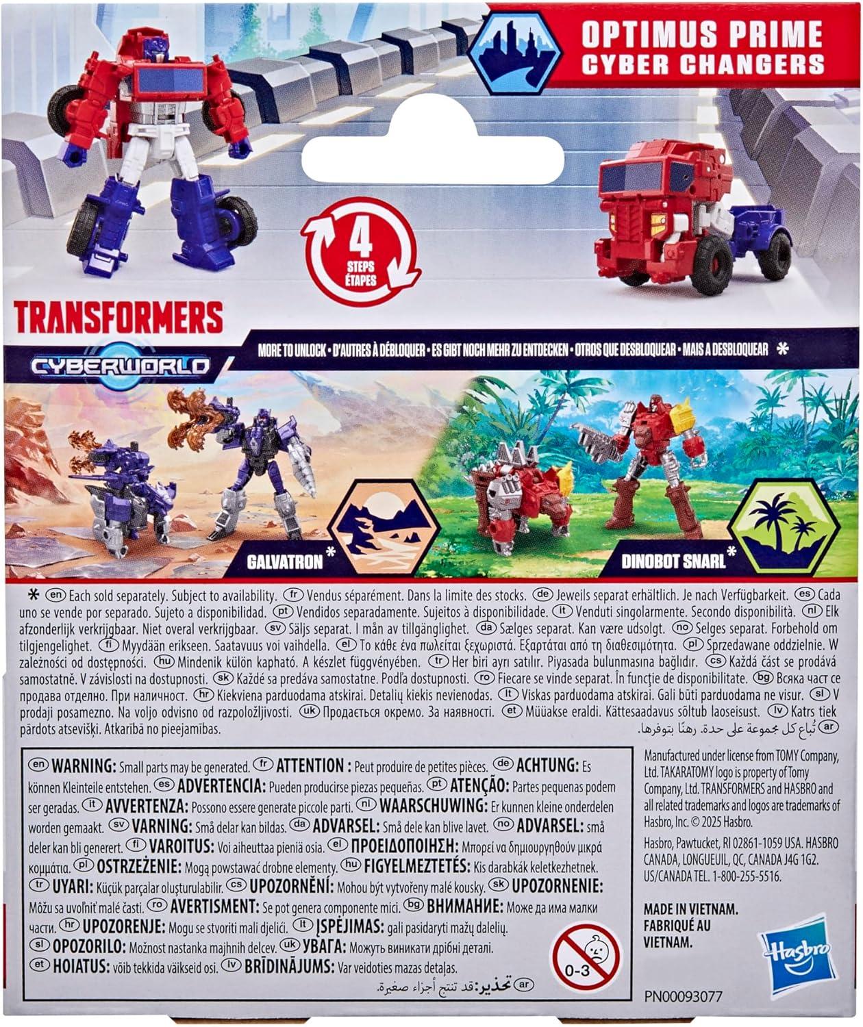 imageTransformers CYBERWORLD Optimus Prime Cyber Changers 4Inch Action Figure Quick Change to Truck Mode Robot Toys for Boys and Girls Kids Christmas Stocking Stuffers Ages 6