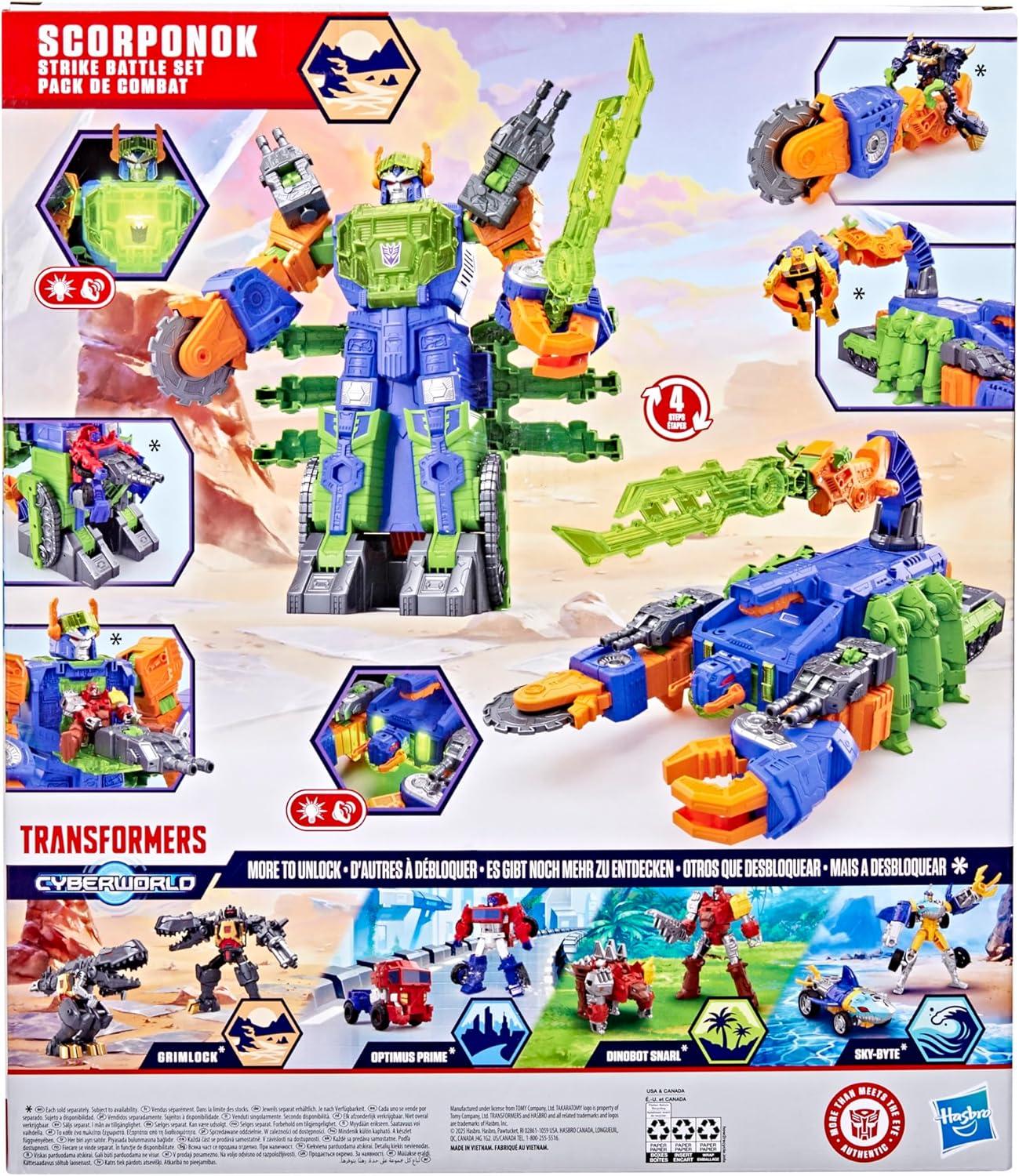imageTransformers CYBERWORLD Scorponok Strike Battle Set Converting Action Figure Playset with Lights and Sounds Robot Toys for Boys and Girls Kids Ages 6