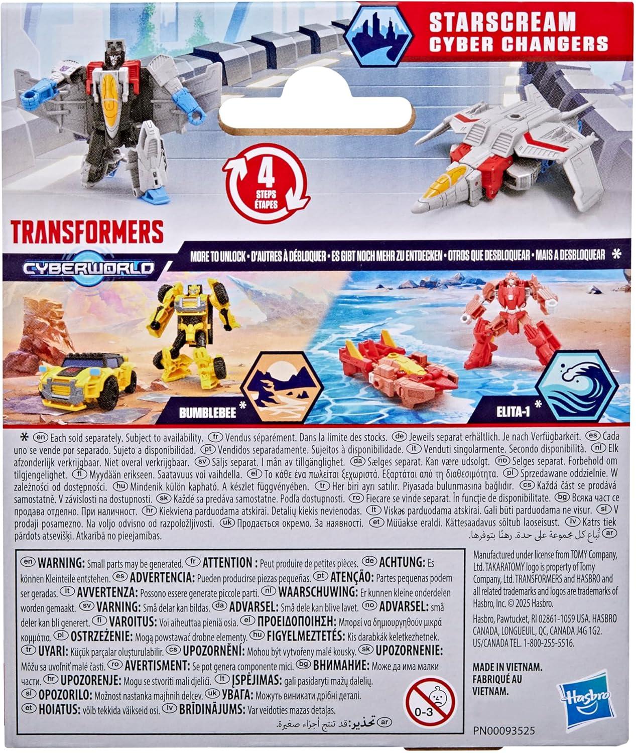 imageTransformers CYBERWORLD Starscream Cyber Changers 4Inch Action Figure Quick Change to Jet Mode Robot Toys for Boys and Girls Kids Christmas Stocking Stuffers Ages 6