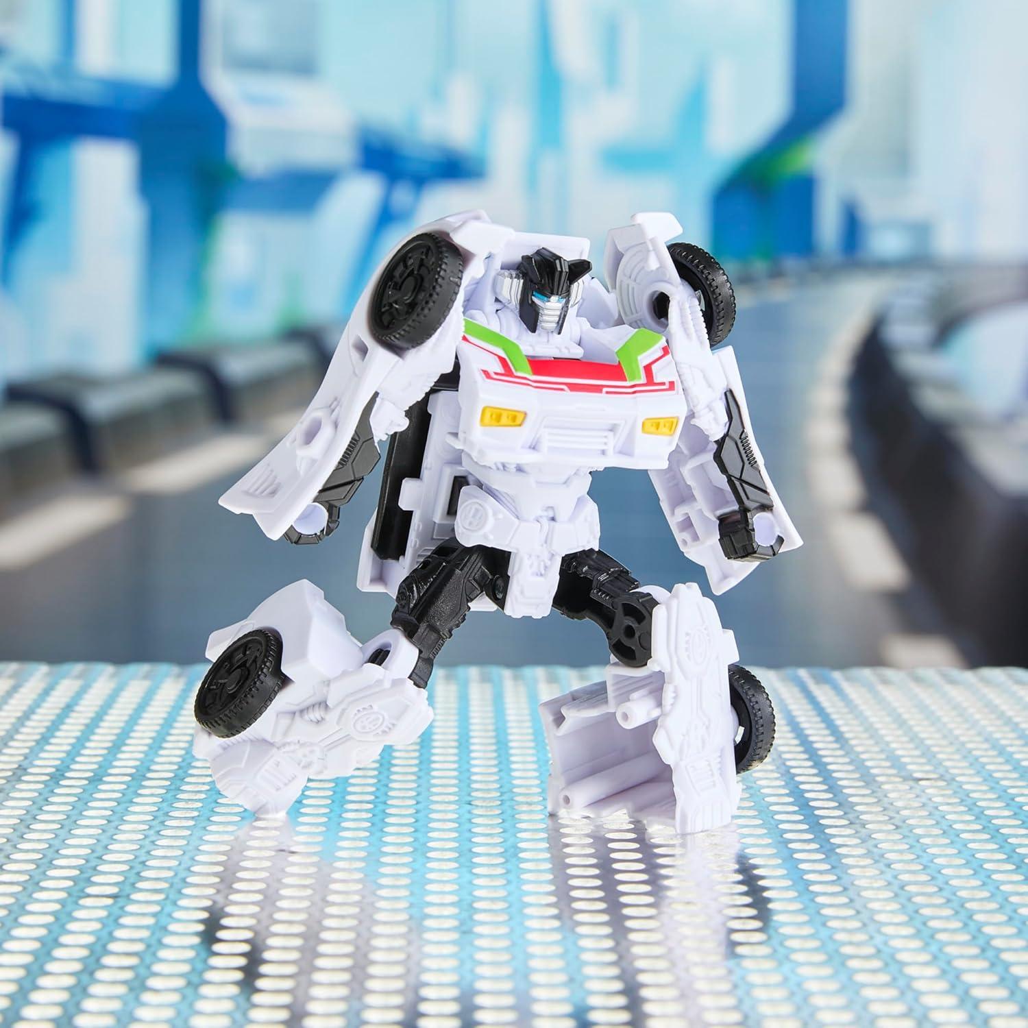 imageTransformers CYBERWORLD Wheeljack Cyber Changers 4Inch Action Figure Quick Change to Car Mode Robot Toys for Boys and Girls Kids Christmas Stocking Stuffers Ages 6