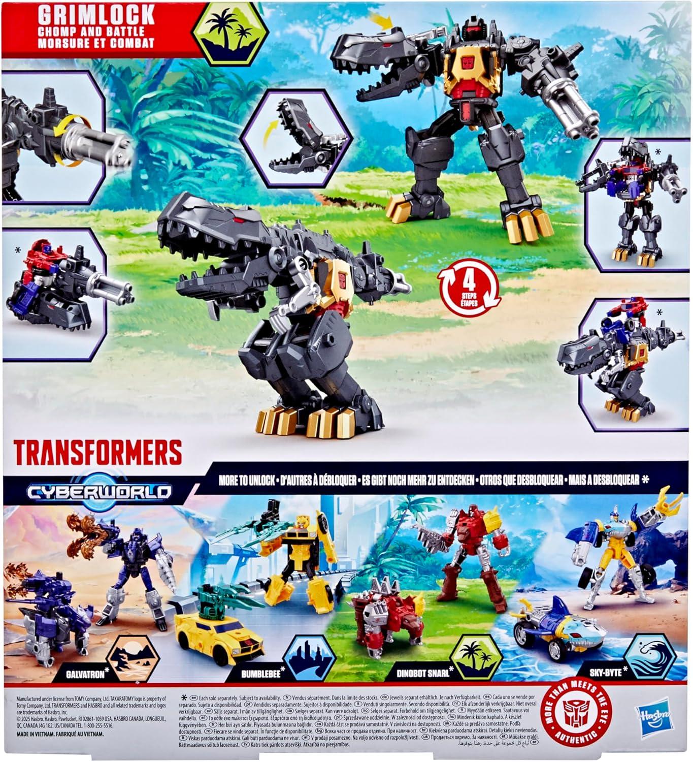 imageTransformers Cyberworld Grimlock Chomp ampamp Battle 9Inch Action Figure Quick Change to Dino Mode Robot Toys for Boys ampamp Girls Kids Christmas Stocking Stuffers Ages 6
