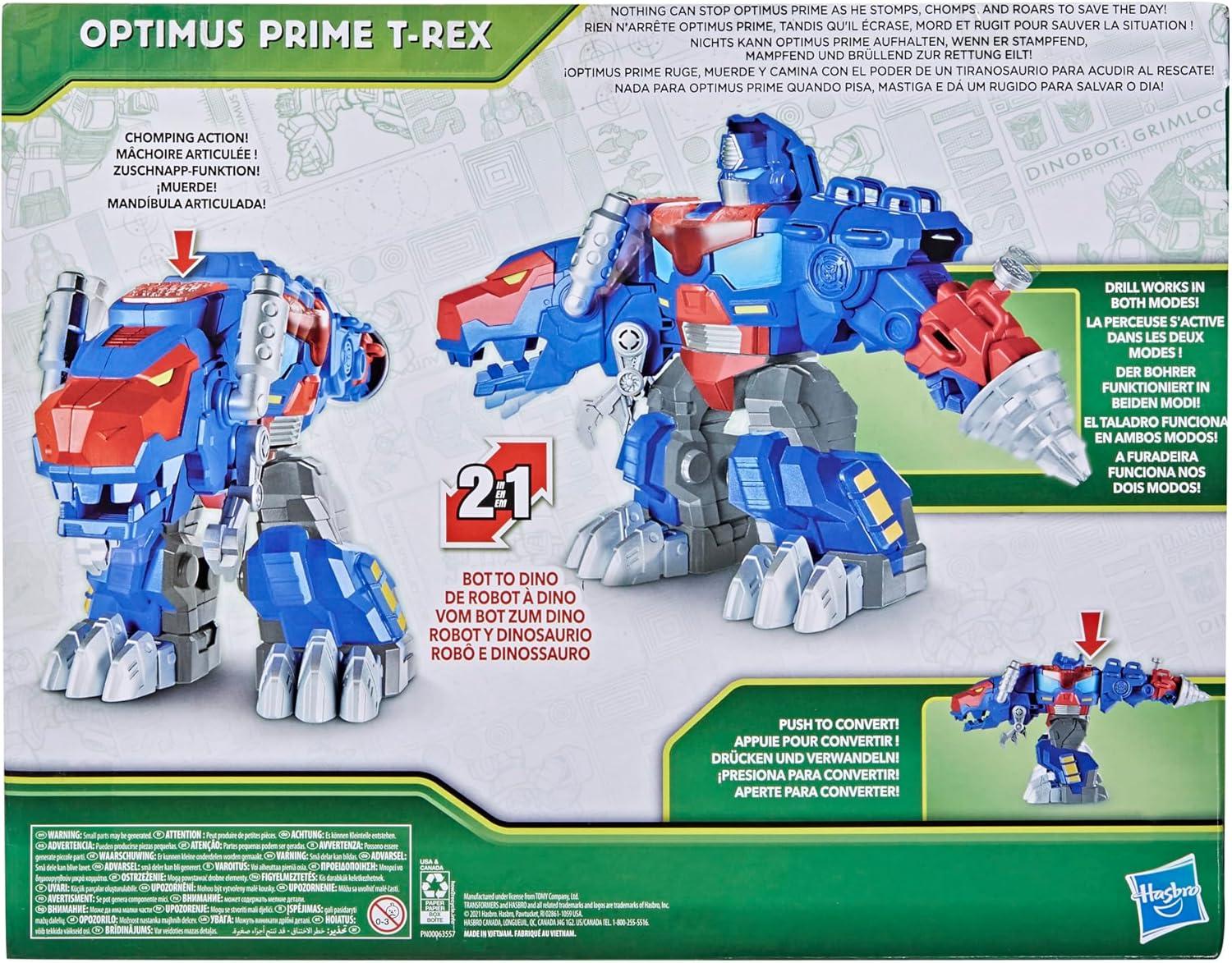 imageTransformers Dinobot Adventures Optimus Prime TRex Converting Toy with Lights and Sounds 9 Inch Action Figure Ages 3 and Up Amazon Exclusive