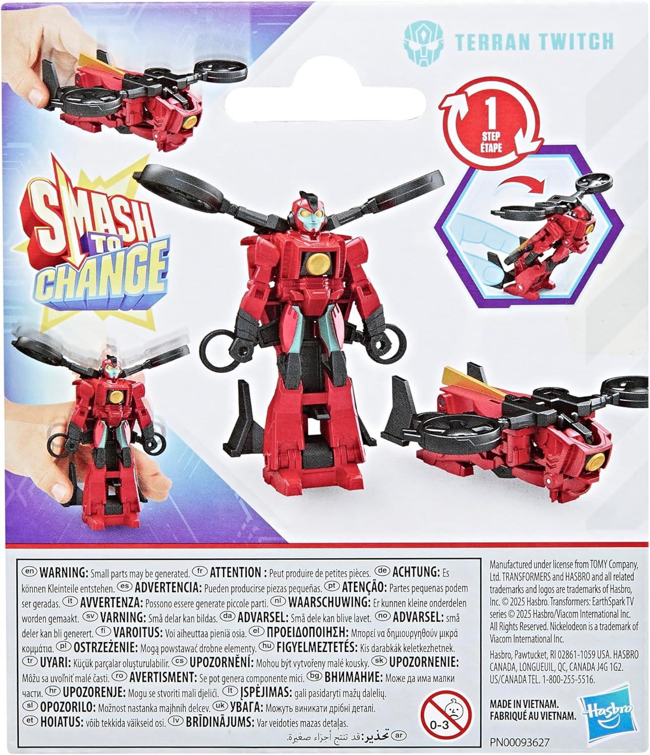 imageTransformers EarthSpark 1Step Smash Changers Terran Twitch 4Inch Action Figure Robot Toys for Boys and Girls 6 and Up