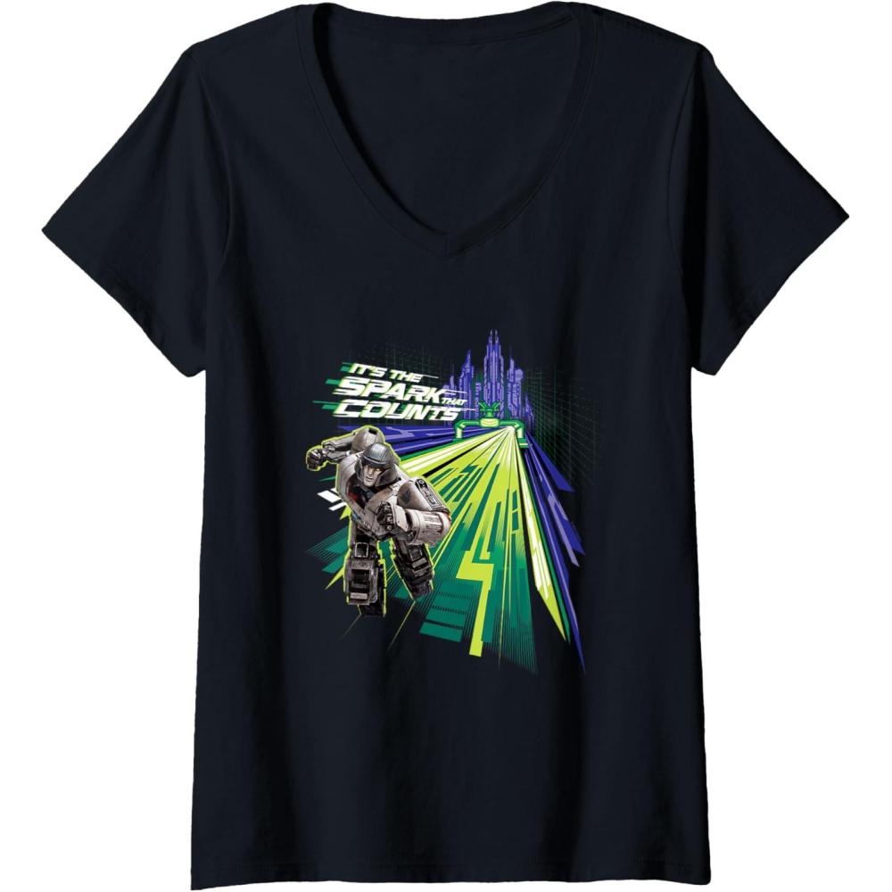 imageWomens Transformers One Its The Spark That Counts D16 Logo VNeck TShirtBlack