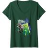 Womens Transformers One It’s The Spark That Counts D-16 Logo V-Neck T-Shirt(Dark Green)