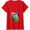 Womens Transformers One It’s The Spark That Counts D-16 Logo V-Neck T-Shirt(Red)