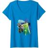 Womens Transformers One It’s The Spark That Counts D-16 Logo V-Neck T-Shirt(Sapphire Blue)