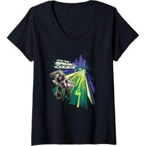 Womens Transformers One It’s The Spark That Counts D-16 Logo V-Neck T-Shirt(Black)