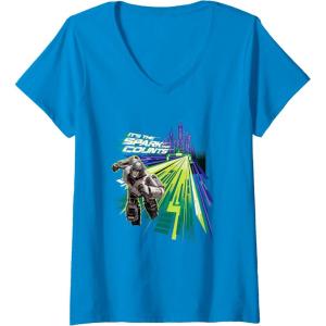Womens Transformers One It’s The Spark That Counts D-16 Logo V-Neck T-Shirt(Sapphire Blue)