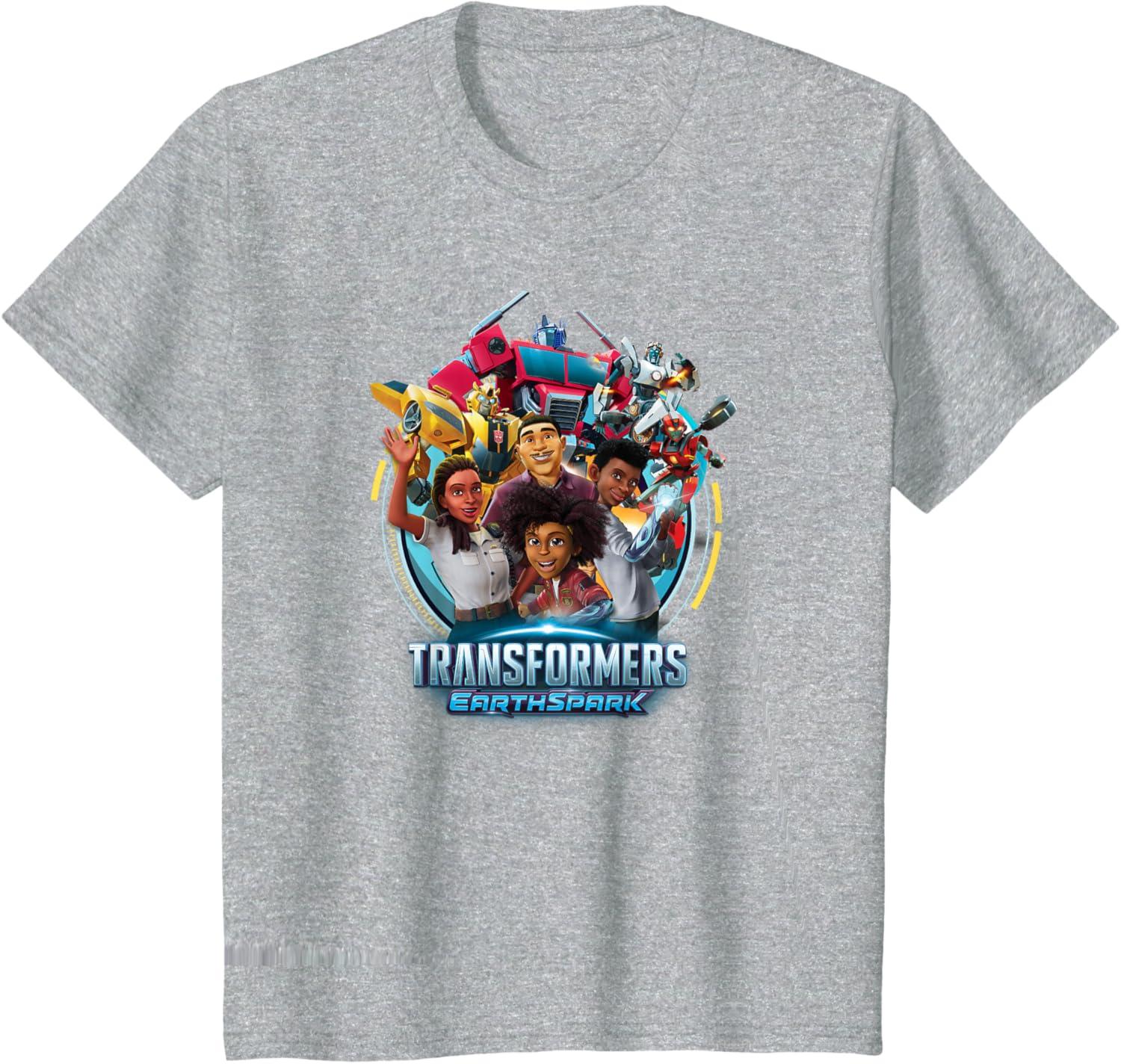 imageTransformers EarthSpark Heroes Group Shot Poster TShirtHeather Grey