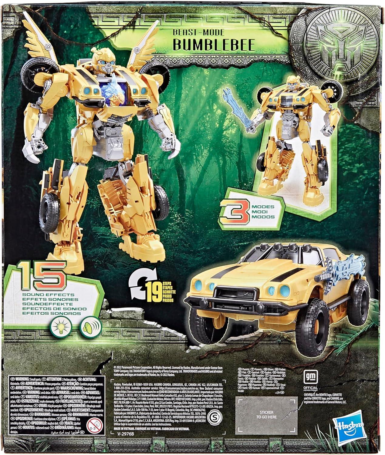 imageTransformers Toys Rise of The Beasts Movie BeastMode Bumblebee Converting Toy with Lights and Sounds Ages 6 and up 10inchBEAST MODE BUMBLEBEE