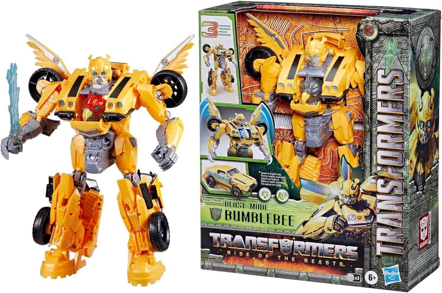 imageTransformers Toys Rise of The Beasts Movie BeastMode Bumblebee Converting Toy with Lights and Sounds Ages 6 and up 10inchBEAST MODE BUMBLEBEE