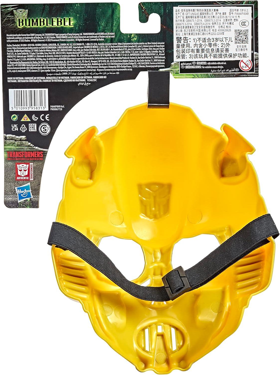 imageTransformers Toys Rise of the Beasts Movie Bumblebee Roleplay Costume Mask for Ages 5 and Up 10inch