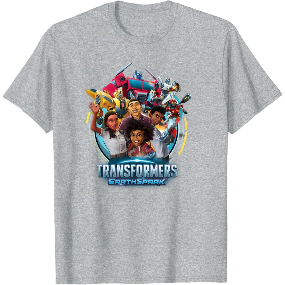 imageTransformers EarthSpark Heroes Group Shot Poster TShirtHeather Grey