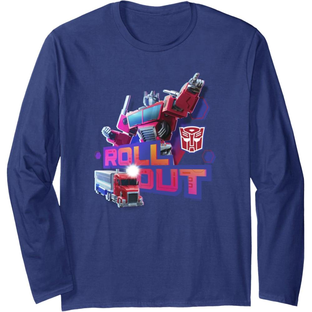 imageTransformers EarthSpark Optimus Prime Leader Pose Long Sleeve TShirtNavy Blue