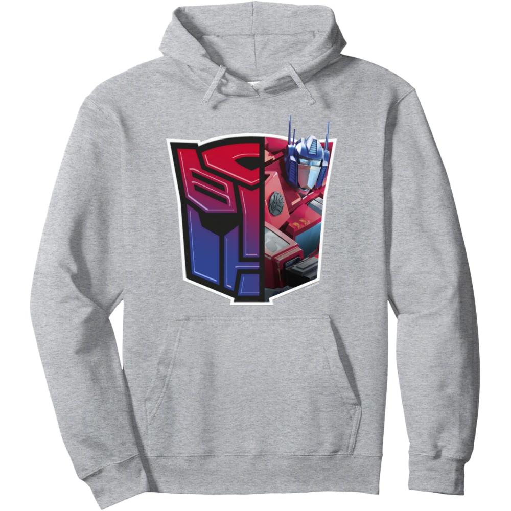 imageTransformers EarthSpark Optimus Prime Logo Fill Pullover HoodieHeather Grey