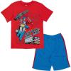 Transformers Bumblebee Optimus Prime Graphic T-Shirt & Mesh Shorts Outfit Set Toddler to Big Kid(Blue / Red)