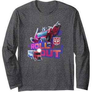 Transformers: EarthSpark Optimus Prime Leader Pose Long Sleeve T-Shirt(Dark Heather Grey)