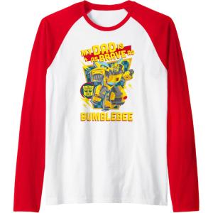 Transformers Father’s Day Bumblebee My Dad is Brave Raglan Baseball Tee(Red/White)
